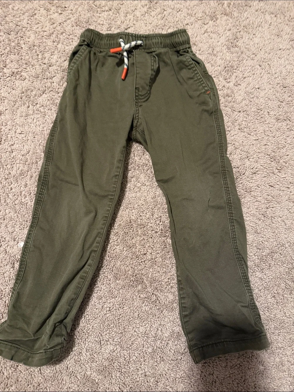 Mini Boden Olive Green Drawstring Casual Pants for Kids